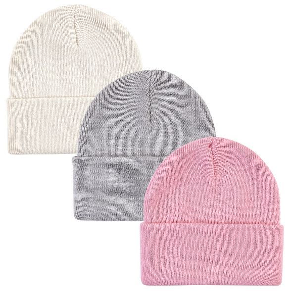 Hudson Baby Infant Girl Knit Cuffed Beanie 3pk, Orchid Pink | Target