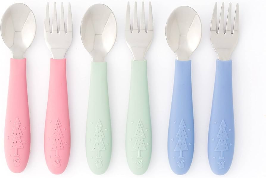 Elk and Friends Kids Silverware with Silicone Handle | Childrens Safe Flatware | Toddler Utensils... | Amazon (US)