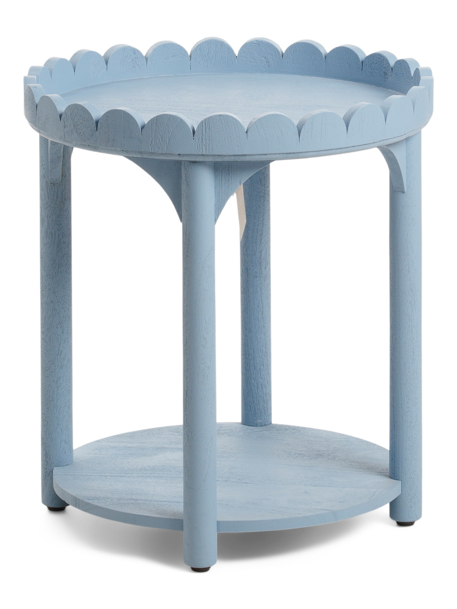 22x20 Solid Wood Round Scalloped Table With Shelf | Marshalls