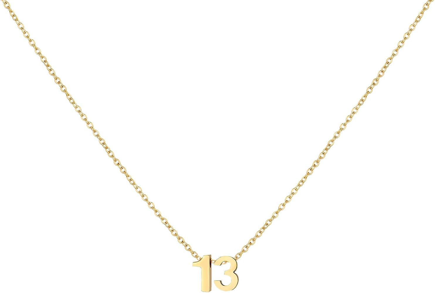 Gold Number Necklace for Women 18K Gold Plated Dainty Charm Birth Month Cute Pendant Choker Neckl... | Amazon (US)