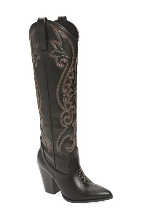 Steve Madden Lasso Knee High Western Boot in Black Mult at Nordstrom, Size 11 | Nordstrom