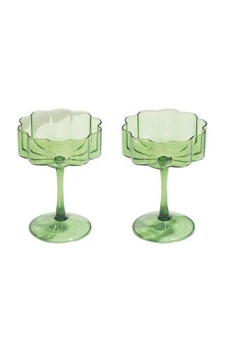 Fazeek Wave Coupe Glasses Set of 2 in Green from Revolve.com | Revolve Clothing (Global)
