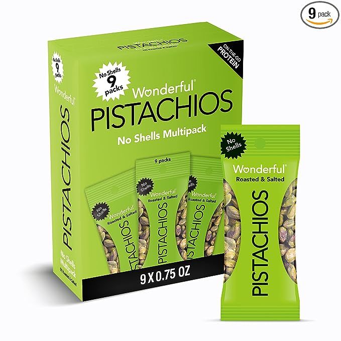 Wonderful Pistachios No Shells, Roasted & Salted Nuts, 0.75 Ounce Bags (Pack of 9), Protein Snack... | Amazon (US)