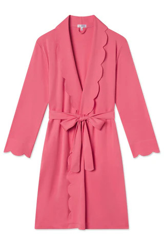 Pima Scallop Robe in Sunkissed Coral | Lake Pajamas