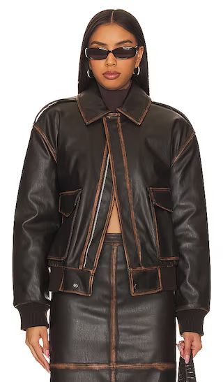Bo Faux Leather Jacket in Brown | Revolve Clothing (Global)