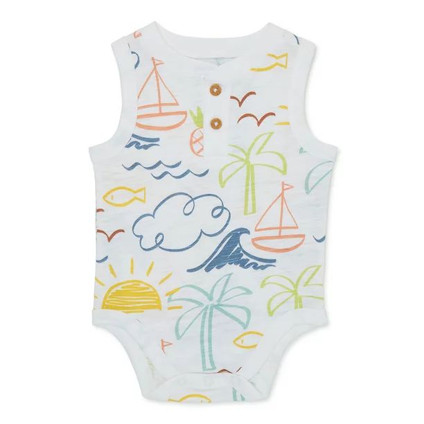 Garanimals Baby Boy Print Tank Cotton Bodysuit, Sizes 0-24 Months | Walmart (US)