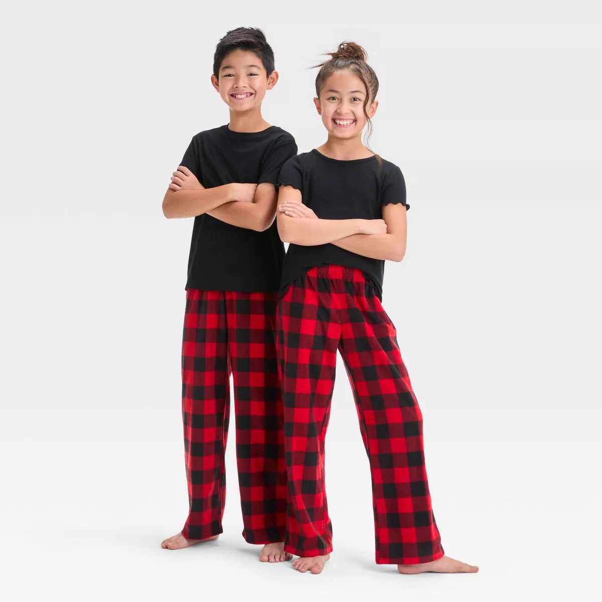 Kids' Buffalo Check Microfleece Holiday Matching Family Pajama Pants - Wondershop™ Red | Target