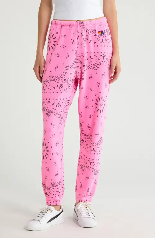 Aviator Nation Bandana Print Sweatpants in Neon Pink at Nordstrom, Size X-Small | Nordstrom