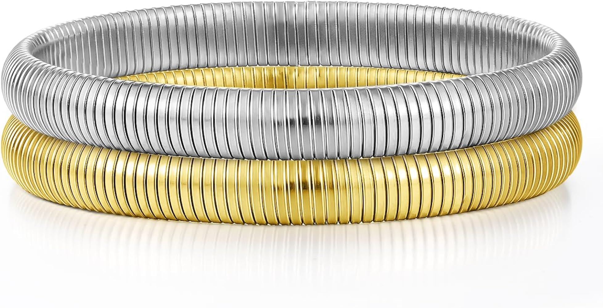 Emibele Gold Bangles Bracelet Set for Women, 18K Gold Plated Chunky Stainless Steel Non Tarnish S... | Amazon (US)