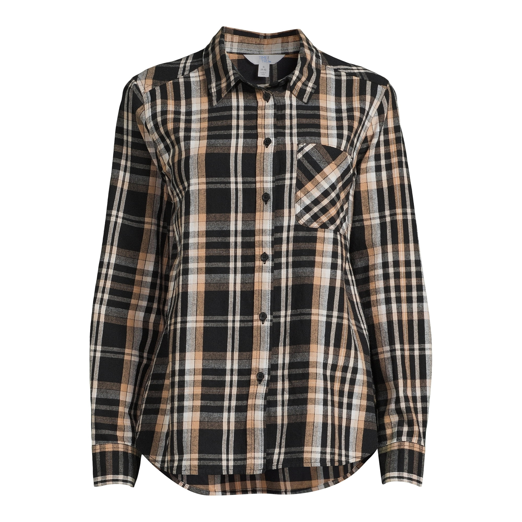 Time and Tru Women's Button Down Flannel Shirt, Sizes XS-3XL | Walmart (US)