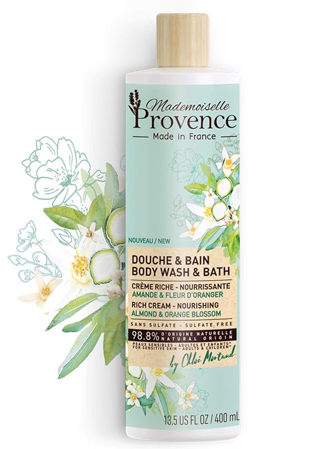 Mademoiselle Provence Sulfate Free Organic Almond Body Wash with Orange Blossom Extracts, Vegan N... | Amazon (US)