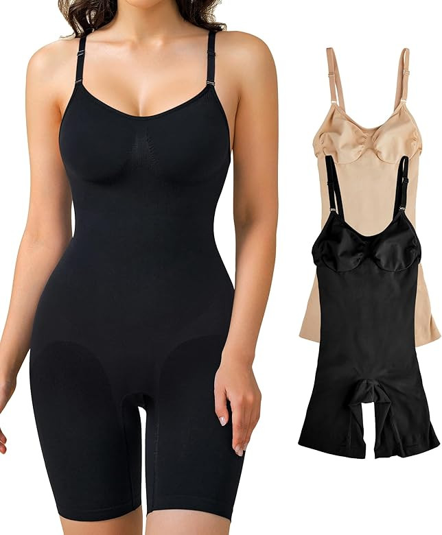 BRABIC 2 Piece Waist Trainer Bodysuits for Women Tummy Control Shapewear Seamless Body Shaper Faj... | Amazon (US)