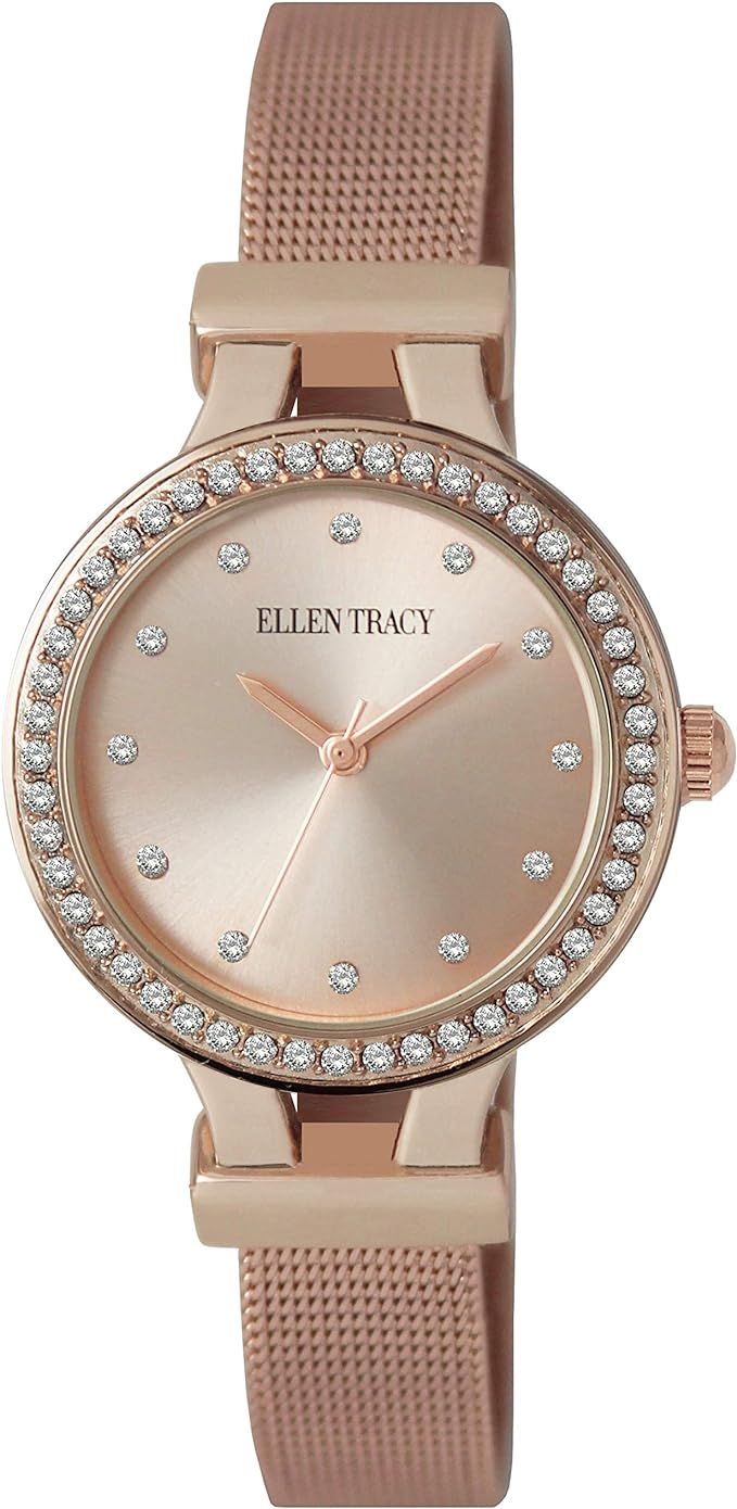 Ellen Tracy Womens Rose Gold Tone Mesh Band Watch One Size Rose Gold Tone | Amazon (US)