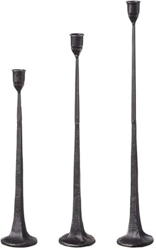 First of a Kind Candlestick Holder - Set of 3 Tall Cast Iron Candlesticks Holders, Farmhouse Decor | Amazon (US)