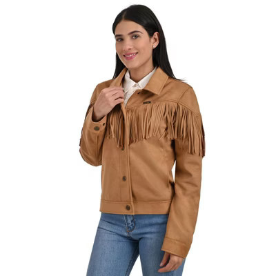 Wrangler Women's Western Style Fringed Jacket WRDO23123, Large, Brown | Target