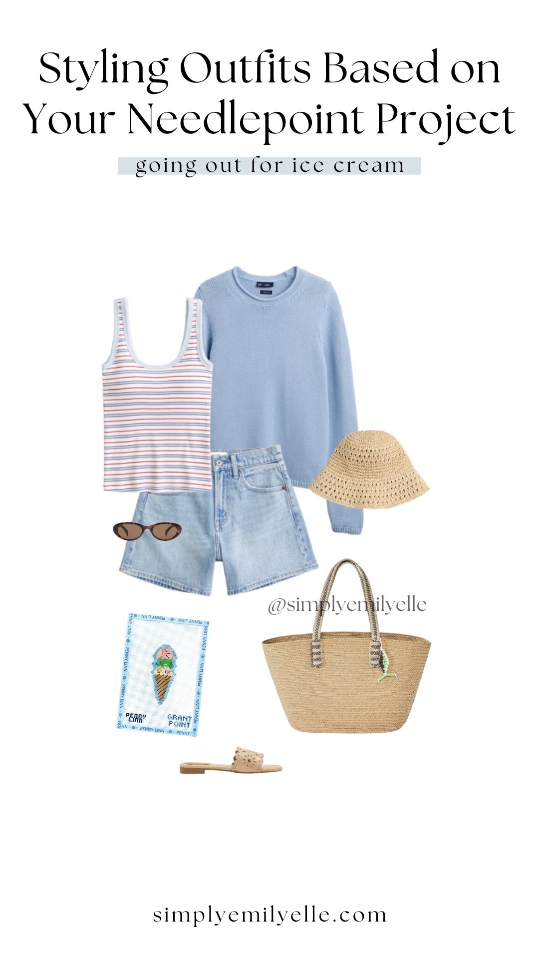 Coastal outfit, coastal aesthetic, coastal outfits, coastal grandmother aesthetic, coastal grandmother outfit, Nancy Meyers aesthetic, Martha Stewart aesthetic, ina garten aesthetic, spring outfits, spring outfit ideas, classic style, needlepoint

#LTKootd