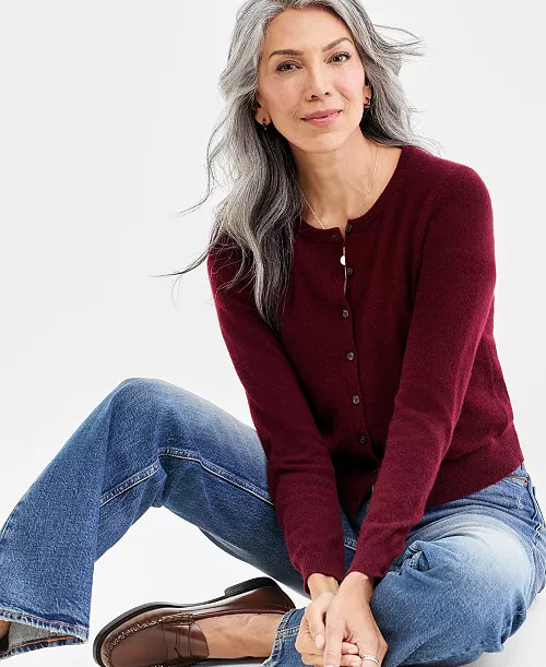 Charter Club Women's 100% Cashmere Crewneck Cardigan, PXS-3X, Macy's Exclusive - Macy's | Macy's