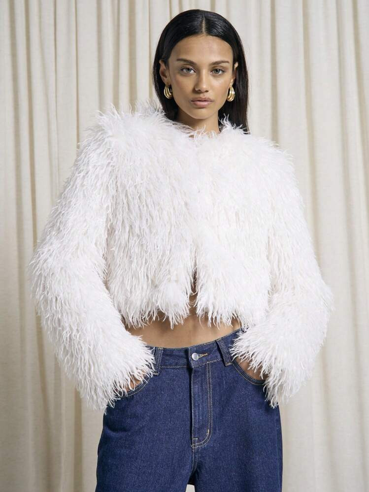 AiiRZ Fluffy Mongolian Coat For Winter | SHEIN