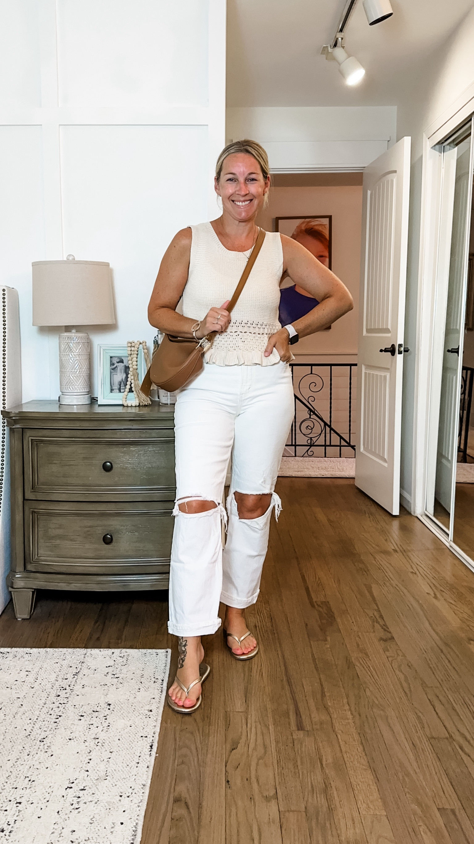Honestly, white with cream is one of the most timeless and classy looks! It gives high end, old money vibes and I’m here for it! I’m in 8/29s in all of the jeans. The 1st ones are stiffer so they’re more snug but hold me in nicely in my pooch! The wide legs are so stretchy and comfy and the stovepipes are more tailored but not snug at all! I’m in a medium top and it’s meant to be a boxy crop  

#LTKVideo #LTKStyleTip #LTKSummerSales

#LTKStyleTip #LTKFindsUnder50 #LTKMidsize