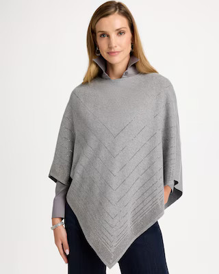 Women's Embellished Sweater Poncho in Gray | Chico's | Chico's