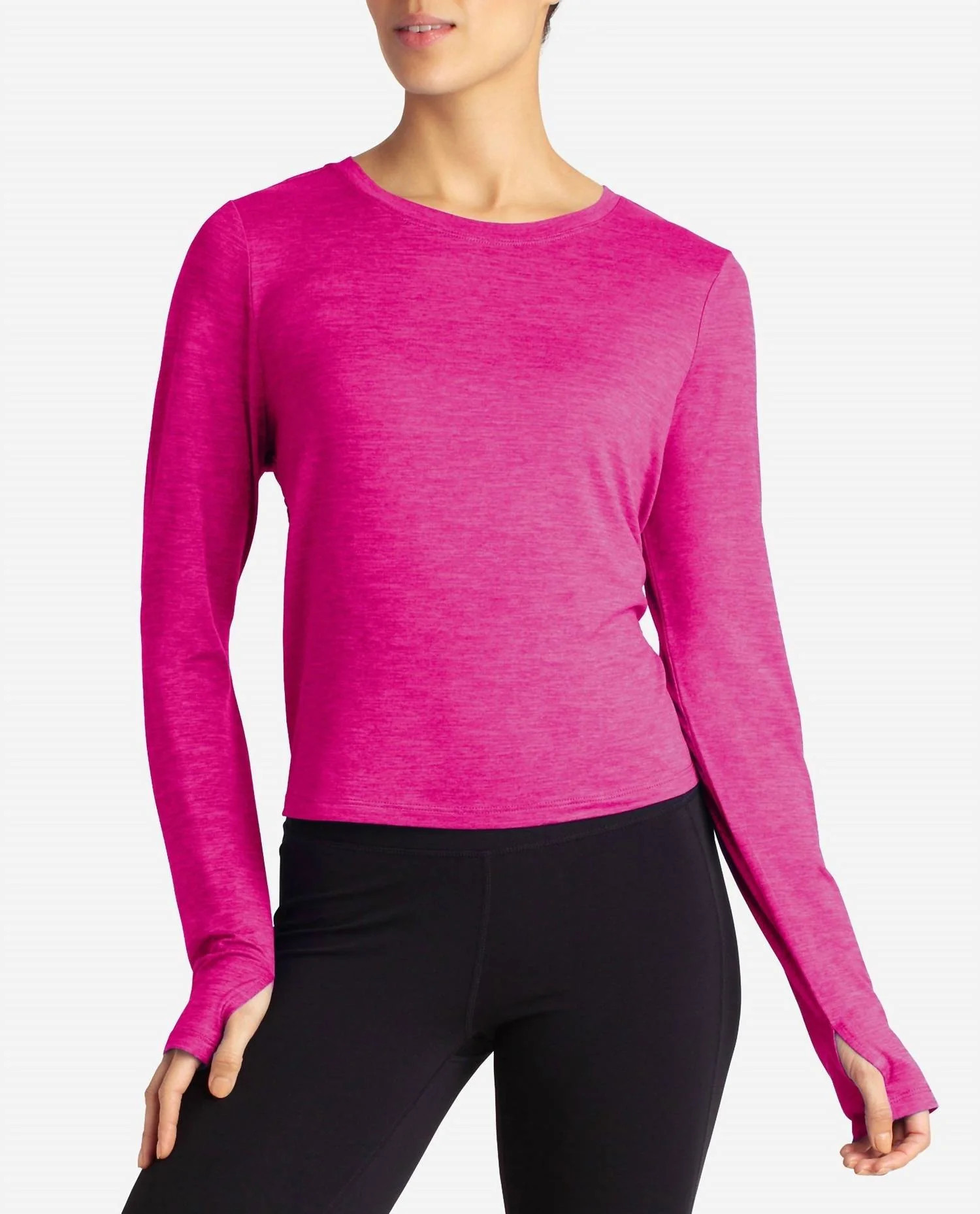 Cutout Cropped Long Sleeve Tee In Luminous Pink Heather | Shop Simon