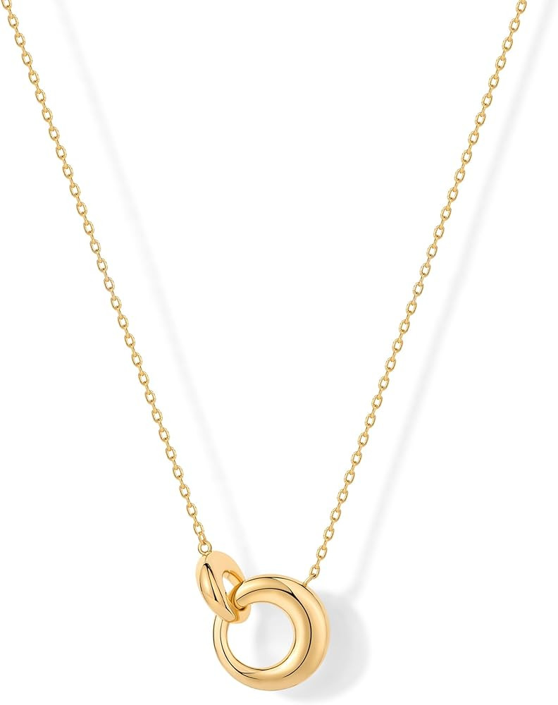 PAVOI 14K Gold Plated Dainty Interlock Pendant Necklace for Women | Circle Link Pendant Necklaces | Amazon (US)