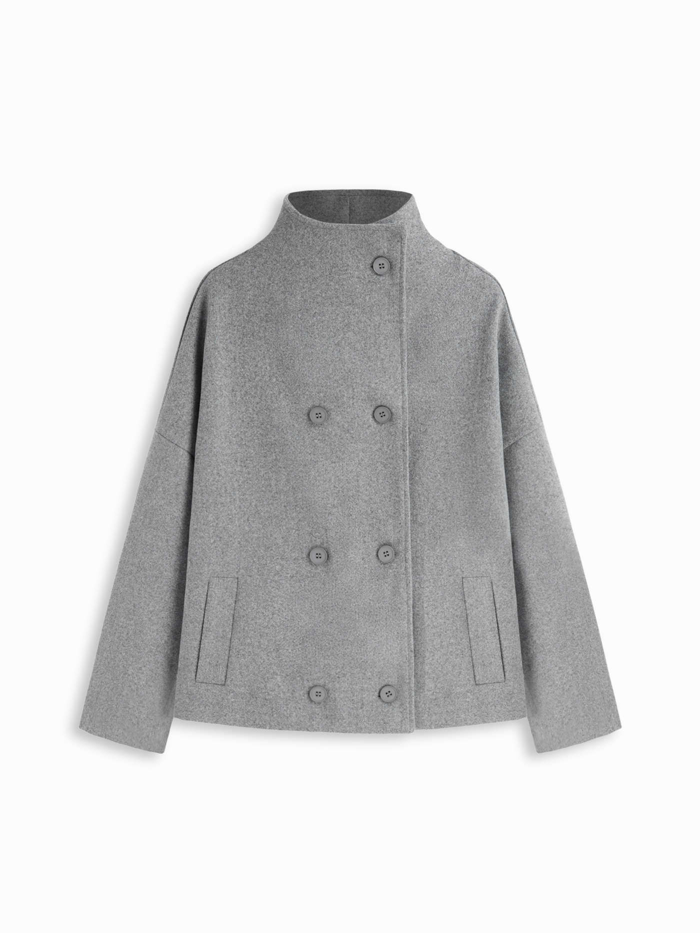 Wool-look High Neck Double Breasted Oversized Jacket | Cider