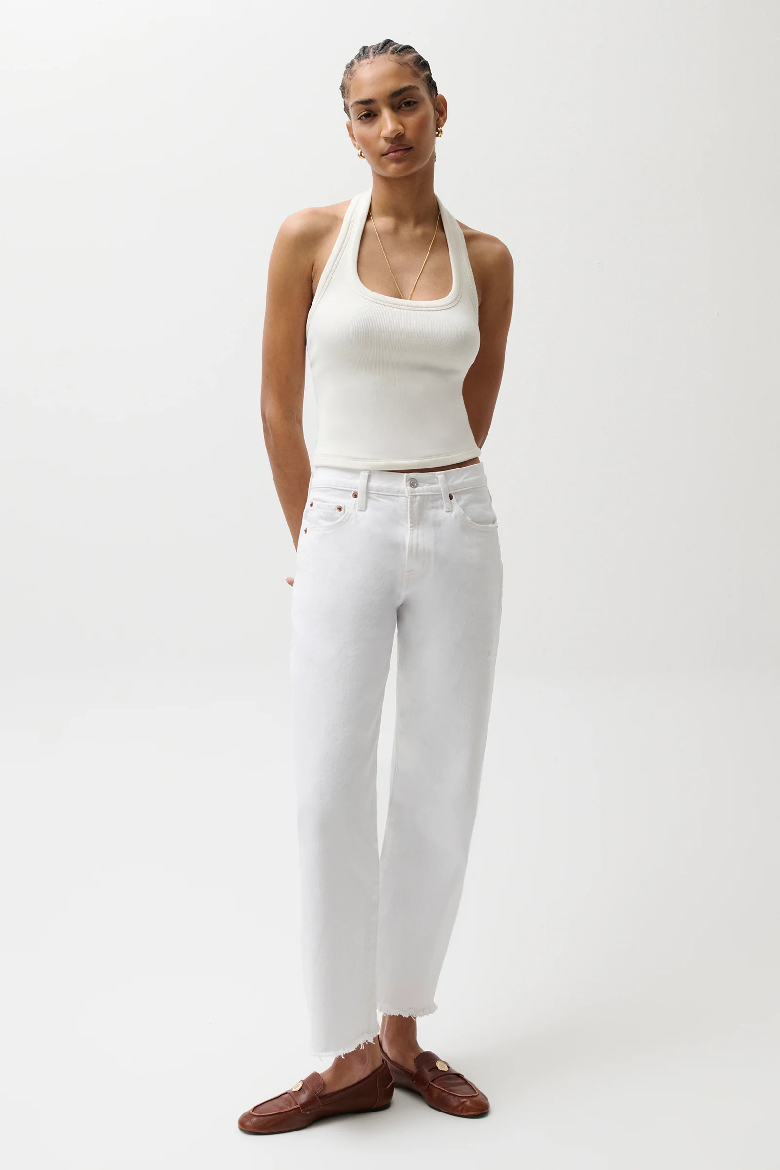 Lexi Mid Rise Bowed Straight Jean - Luxe White Vintage | Pistola Denim
