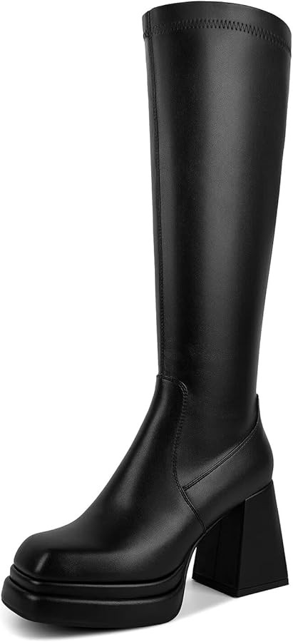 wetkiss Stacked Platform Knee High Boots for Women With High Chunky Heel, Gogo Boots for Women wi... | Amazon (US)