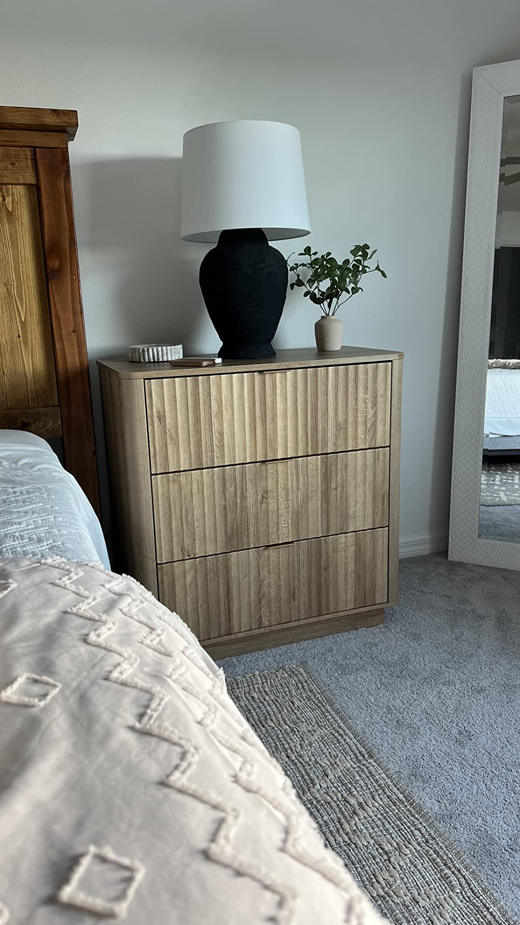 mopio Brooklyn 3 Drawer Oak Dresser, Mid Century Modern Chest of Drawers, Wood Credenza, Tall Nig... | Amazon (US)