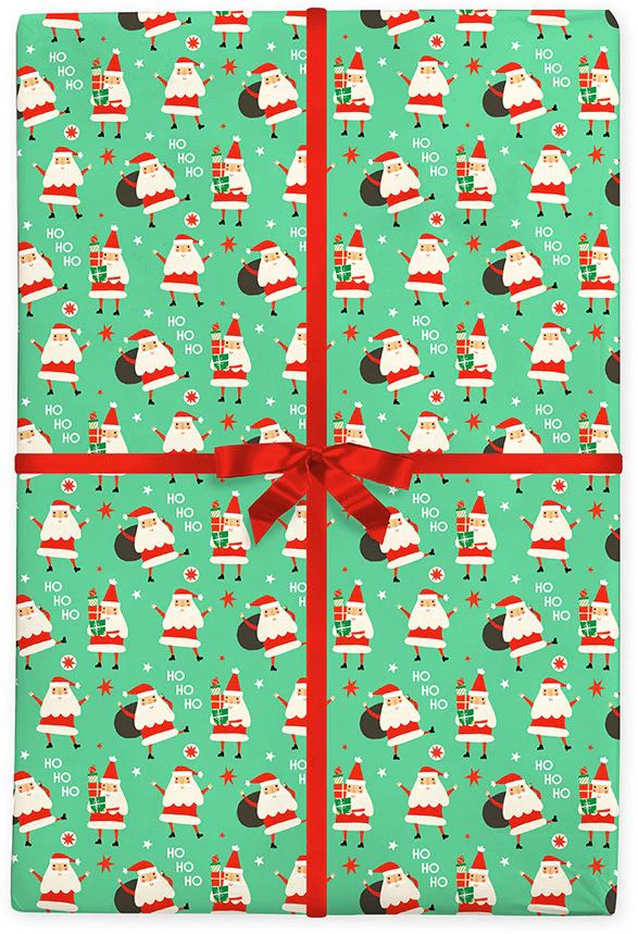 Jolly Santas Flat Wrap | Paper Source