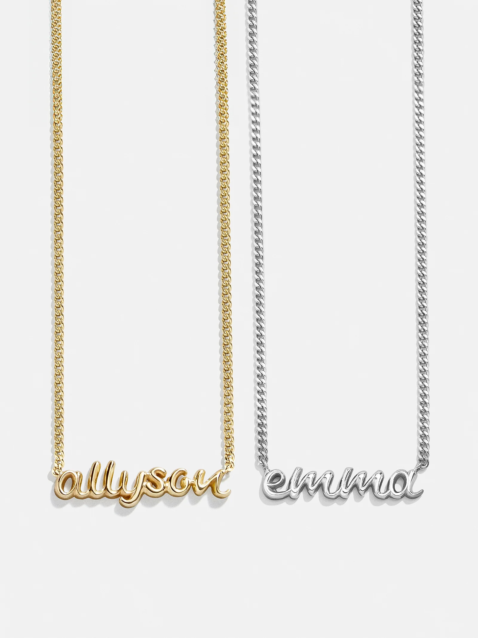 18K Gold Custom Nameplate Necklace - 3D Script | BaubleBar