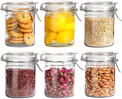 ComSaf Airtight Glass Canister with Lid Set of 6, 25oz Food Storage Jar, Mason Jars, Storage Cont... | Amazon (US)
