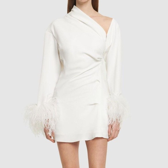 16ARLINGTON - Adelaide Crepe & Feathers Mini Dress | Poshmark