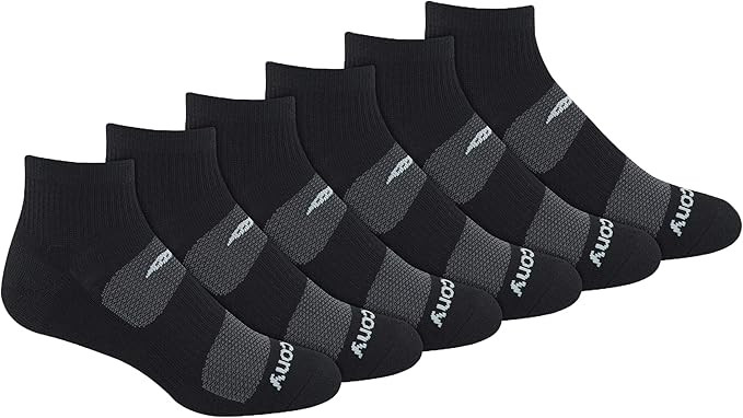 Saucony Men's Multi-Pack Mesh Ventilating Comfort Fit Performance Quarter Socks (6 & 12) | Amazon (US)