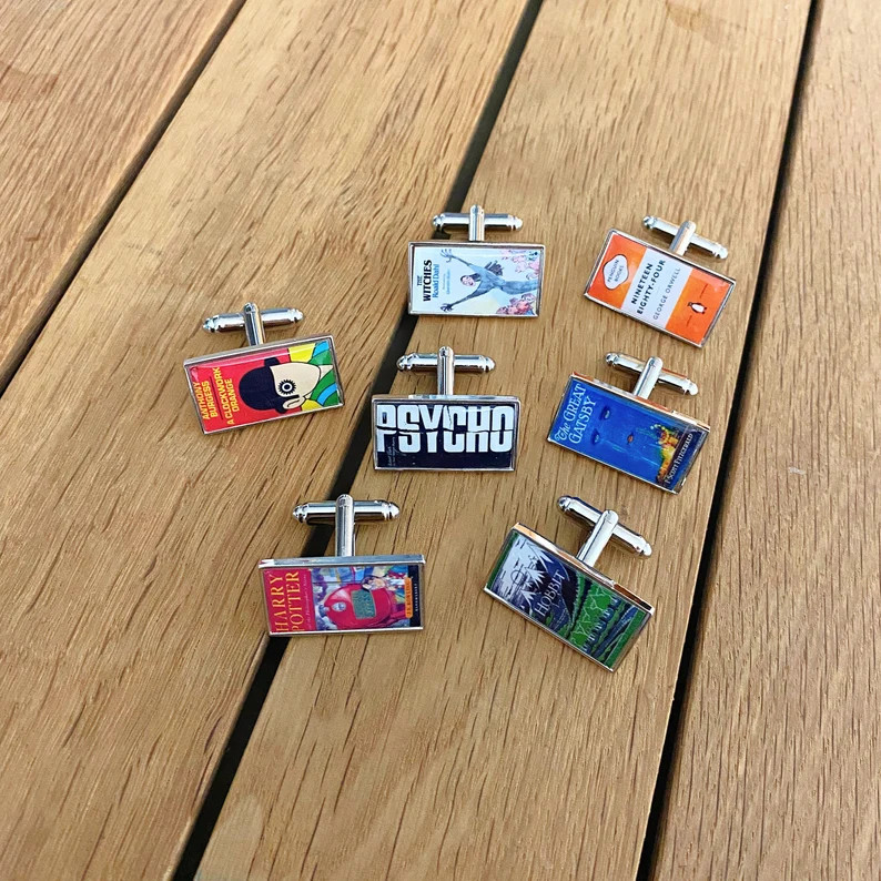 Classic Book Cover Cufflinks. Literature lover. Groomsmen Bookworm themed wedding. Favourite Nove... | Etsy (UK)