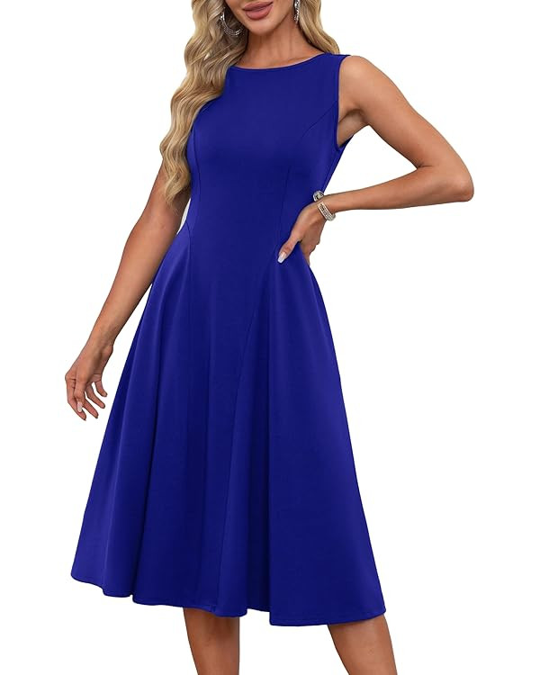 GRACE KARIN Women's Sleeveless Cocktail Party Dress 2025 Wedding Guest Vintage A Line Midi Dresse... | Amazon (US)