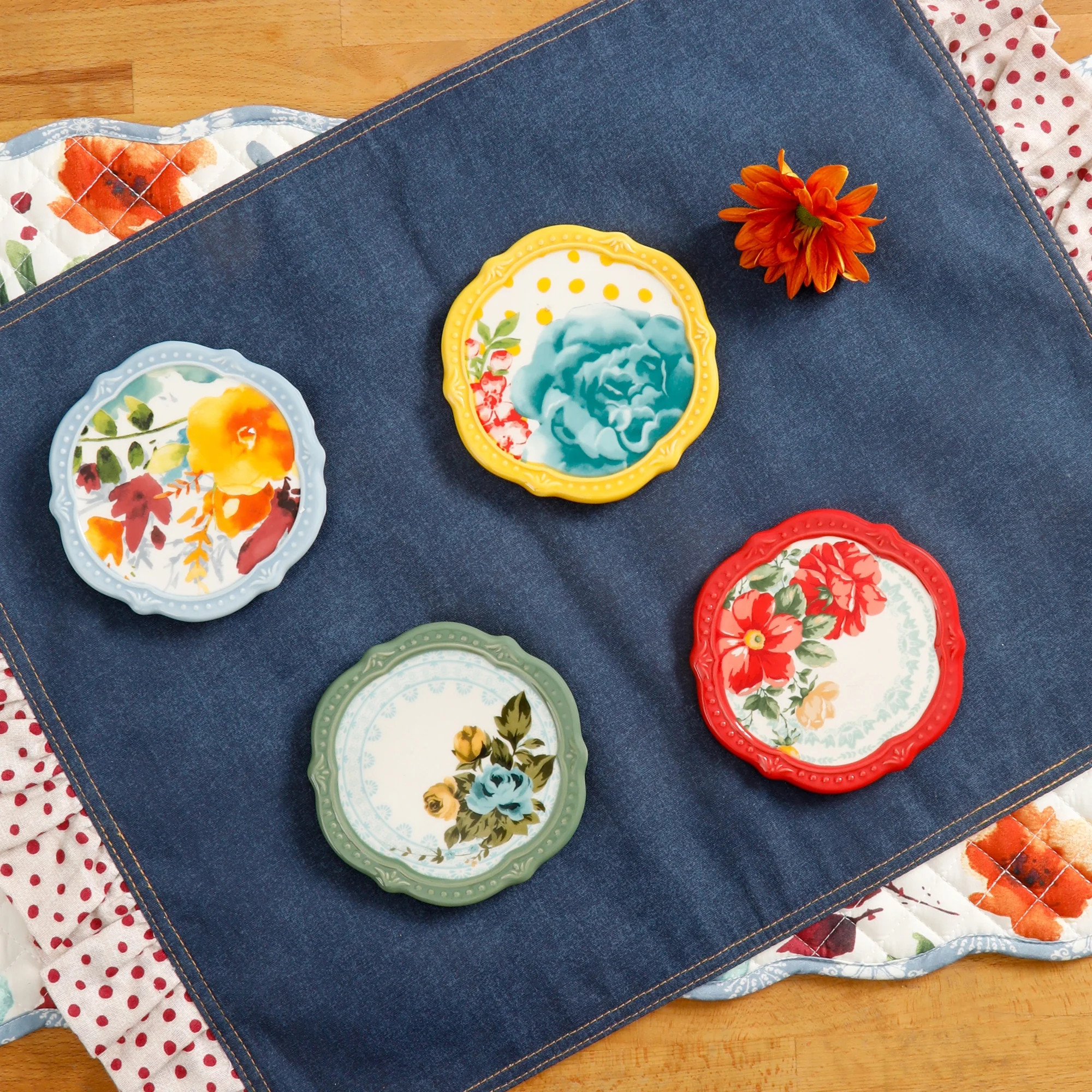 The Pioneer Woman Flea Market 4-Piece Stoneware Coasters - Walmart.com | Walmart (US)