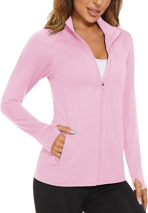 MAGCOMSEN Women's UPF 50+ Lightweight Athletic Jacket Sun Protection Full Zip Long Sleeve Shirts ... | Amazon (US)