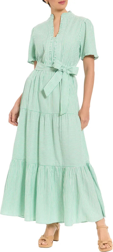 Stripe Short Sleeve Cotton Seersucker Maxi Dress | Nordstrom Rack