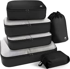HOTOR Packing Cubes for Suitcases - 6 Pieces, Light Packing Cubes for Travel, Premium Suitcase Or... | Amazon (US)