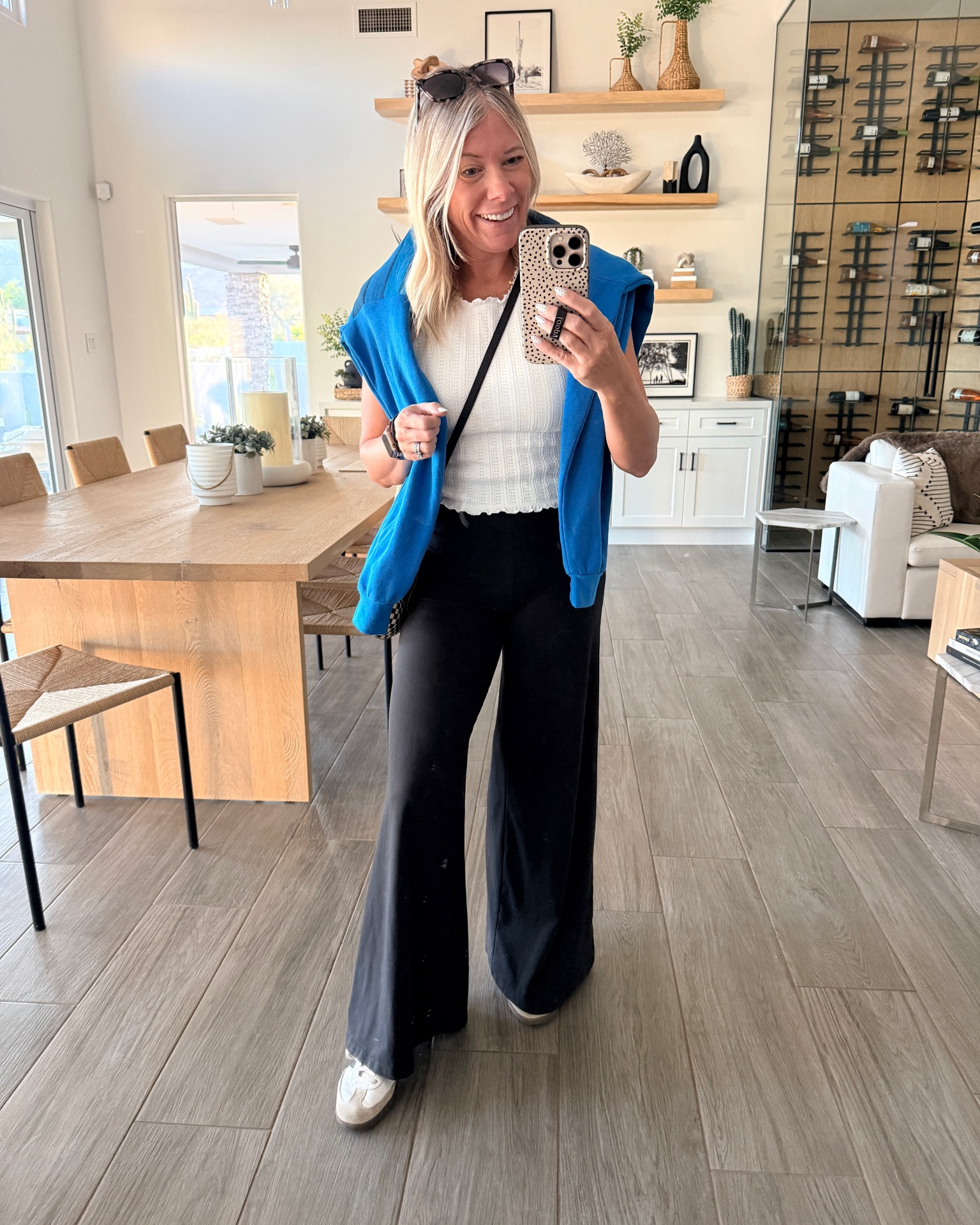 XS Vuori pants. Medium eyelet tank runs small so size up 

Travel outfit

#LTKdayinmylife #LTKOver40 #LTKTravel