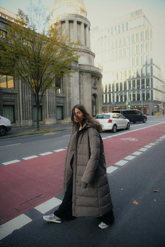 LONG HOODED WATER AND WIND RESISTANT PUFFER JACKET | Zara UK