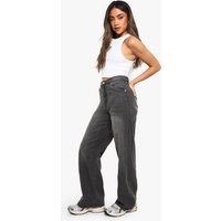 Womens Basic Wide Leg Jean - Grey - 10/32L | boohoo (US & Canada)