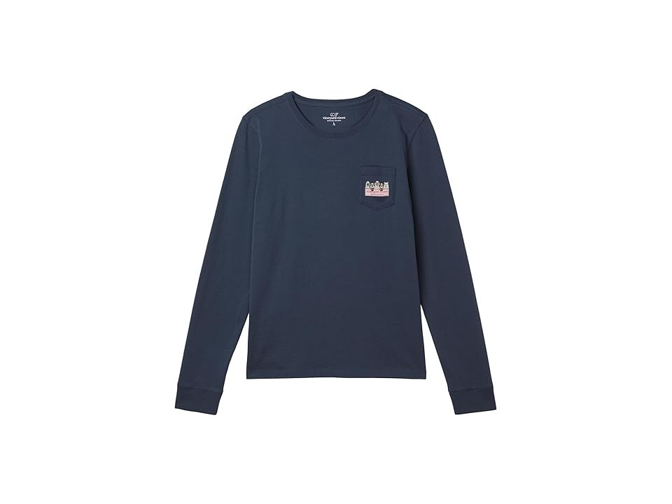 Vineyard Vines Kids Ghost Pups Logo Box Long Sleeve Pocket T-Shirts (Big Kid) Girl's T Shirt Blue Blazer : MD (10-12 Big Kid), Cotton | Zappos
