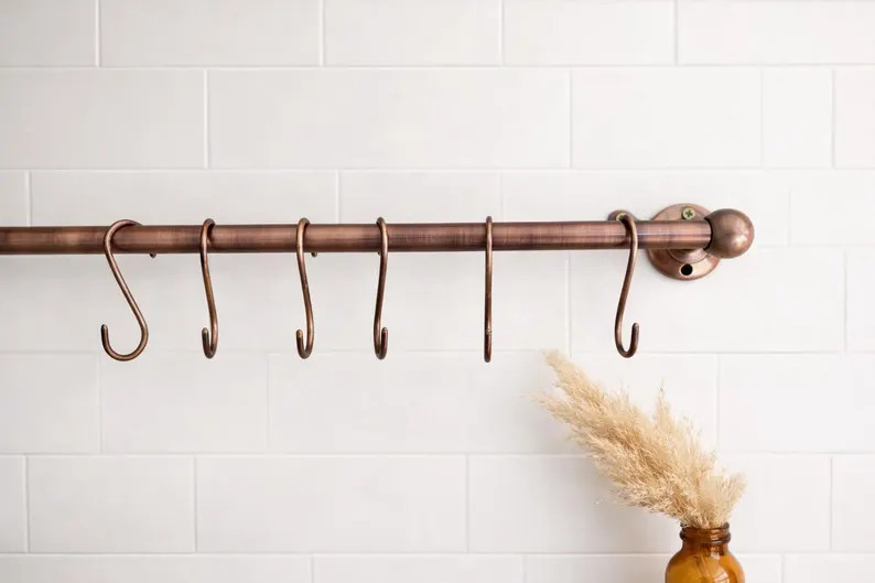 Moroccan pot rack ,Handcrafted Vintage Copper and Brass Pot Rack: A Rustic Wall-Mounted Marvel | Etsy (Global)