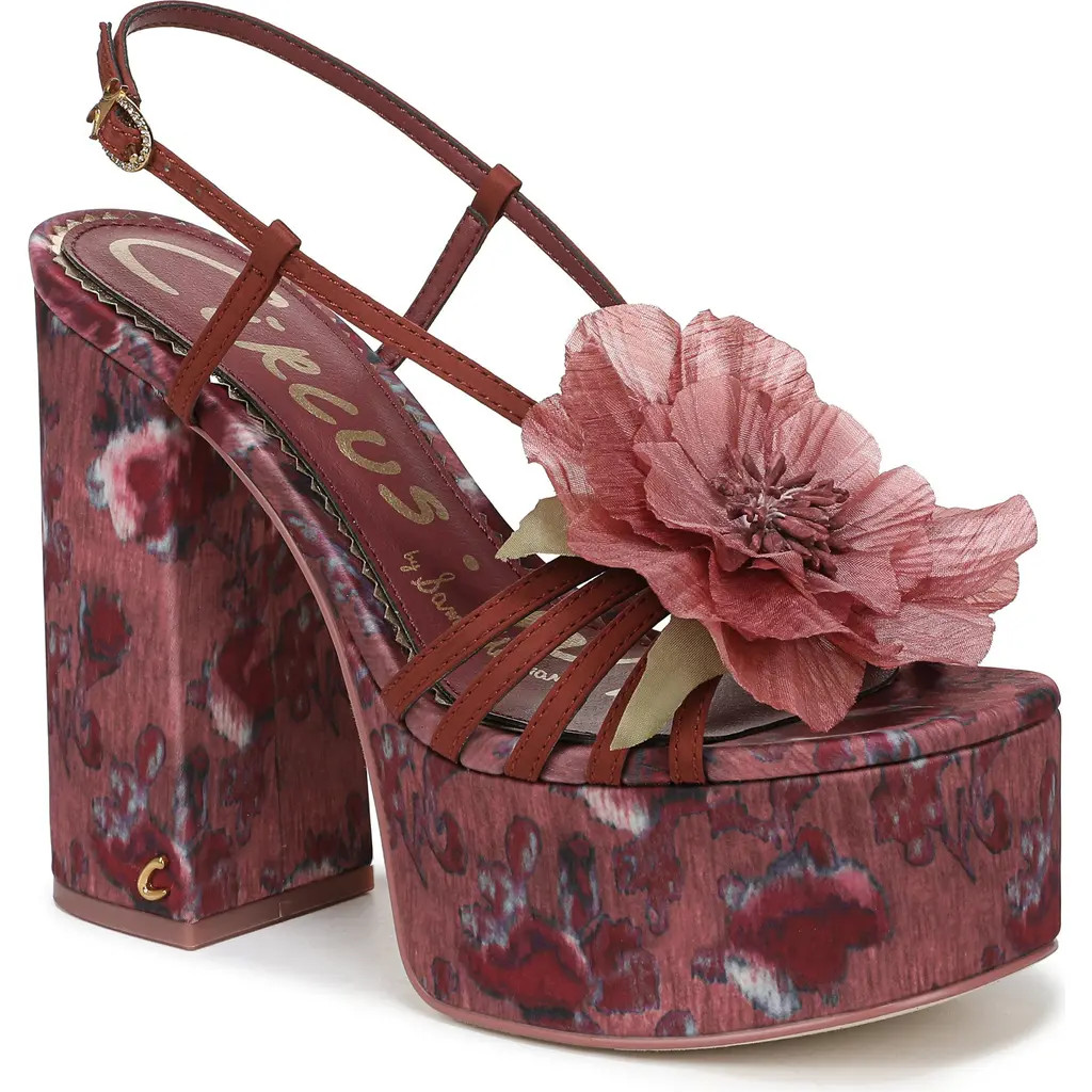 Circus NY by Sam Edelman Siena Flower Platform Slingback Sandal in Spiced Merlot Multi at Nordstrom Rack, Size 9.5 | Nordstrom Rack