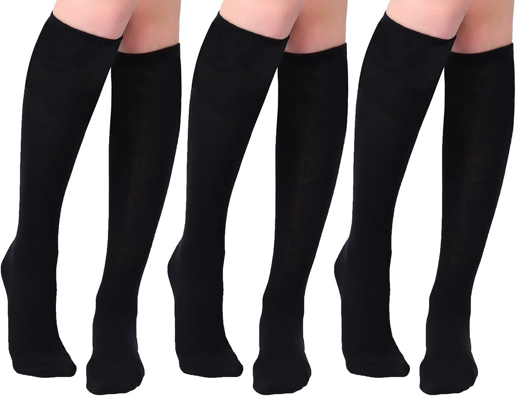 Women's Knee High Athletic Socks Stripe Tube Outdoor Sport Socks 3 Pairs | Amazon (US)