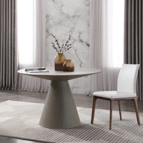 Whiteline Modern Living Kira 47" Round Dining Table in Gray Oak or Walnut Veneer, Grey | Amazon (US)