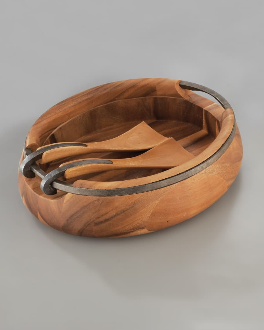 Nambe Anvil Salad Bowl & Servers | Neiman Marcus
